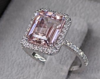 Bespoke Engagement Rings and Custom Jewelry by DiamondsMine Morganite Engagement Ring Halo, Morganite Engagement Ring Rose Gold, Pink Diamond Engagement Ring, Gold Diamond Band, Fancy Rings, Ring Halo, Aquamarine Engagement Ring, Engagement Ring White Gold, Couture Mode