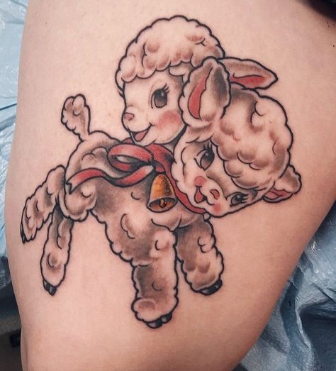 Creepy cute two-headed lamb in vintage art style Two Headed Drawing, Doll Head Tattoo, Two Headed Sheep, Lamb Head, Two Headed Bunny Tattoo, Two Head Drawing, Bunny Head Drawing, Vintage Animal Tattoo, 2 Headed Lamb Tattoo