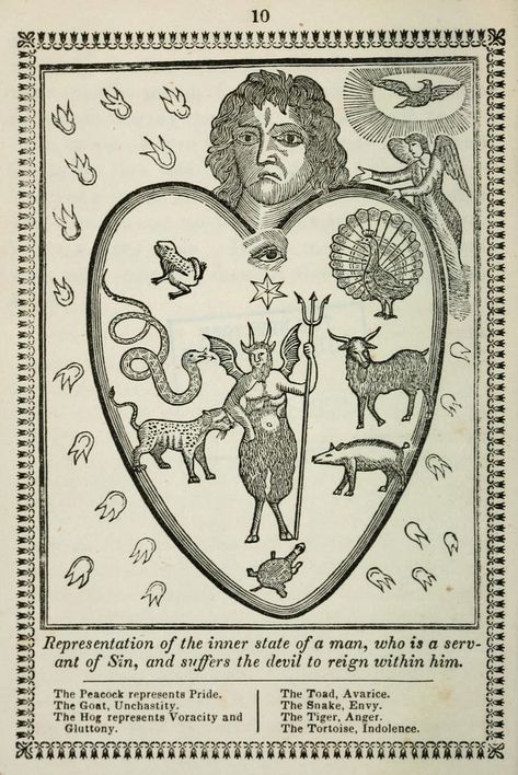 The Heart of Man; Either a Temple of God, or a Habitation of Satan; Represented in Ten Emblematical Figures (1851) – The Public Domain Review Esoteric Art, Ange Demon, Occult Art, The Heart Of Man, Medieval Art, Public Domain, A Heart, Art Inspo, Vintage World Maps