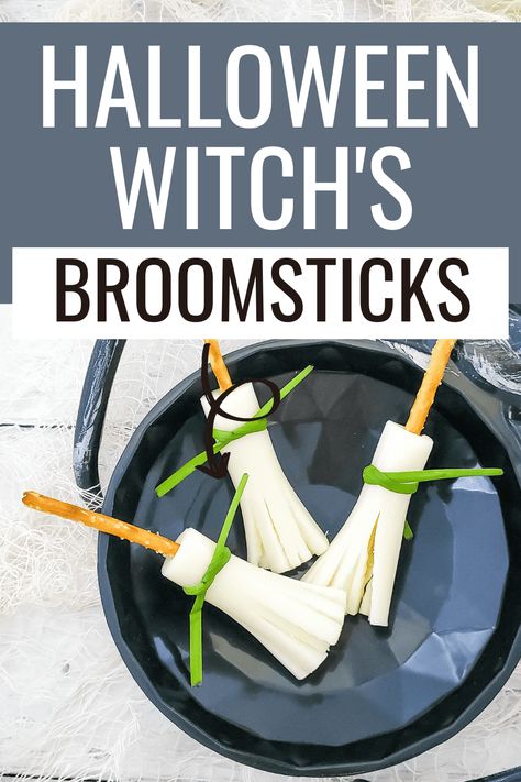 Looking for a simple and fun Halloween snack for the kids? These witch’s broomsticks are adorable, fun, and super easy to make. These are a perfect snack to serve at home, and are even better for a party! Fun Halloween Snacks, Witches Brooms, Halloween Themed Snacks, Halloween Witch Brooms, Witches Broomsticks, Spooky Snacks, Halloween Snack, String Cheese, Party Finger Foods