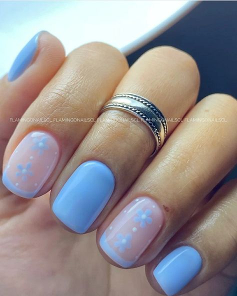 Nail Ideas Light Blue, Purple Shellac Nails, Light Blue Nail Designs, Light Blue Nail Polish, Blue Prom Nails, Shellac Nail Colors, Subtle Nail Art, Purple Ombre Nails, Blue And White Nails