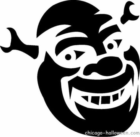 SHREK pumpkin carving printable stencil Shrek Pumpkin, Pumpkin Carving Stencils Templates, Funny Pumpkin Carvings, Cat Pumpkin Carving, Pumpkin Stencils Free, Halloween Pumpkin Stencils, Pumpkin Stencils, Halloween Pumpkin Carving Stencils, Pumkin Carving