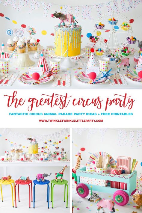 How To Throw a Fantastic Circus Animal Parade Party | If you are planning a Circus Party, here's a collection of adorable and easy party ideas to help you plan the ultimate celebration! Easy Party Ideas, Circus Theme Party, Animal Parade, Fiesta Theme Party, Kids Themed Birthday Parties, Circus Birthday Party, Carnival Birthday Parties, Animal Birthday Party, Carnival Birthday