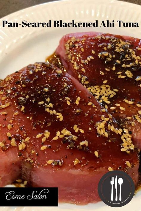 Blackened Ahi Tuna, Cooking Ahi Tuna, Grilled Tuna Steaks Recipes, Fresh Tuna Recipes, Ahi Tuna Steak Recipe, Steak Recipes Pan Seared, Seared Tuna Steaks, Tuna Dishes, Ahi Tuna Steak