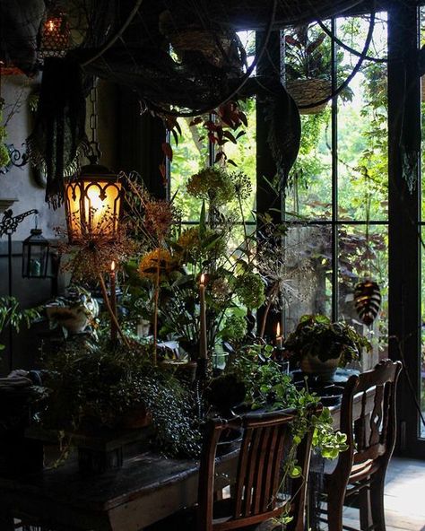 Dark Maximalism, Beautiful Shops, Welcome Table, Rustic Luxe, Dark House, Bohemian House, House Blend, Indoor Jungle, Enchanted Garden