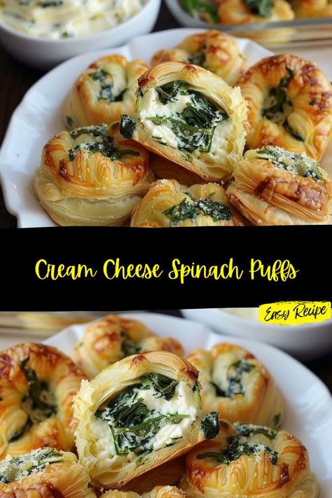 Spinach Puffs Kronk, Phyllo Spinach Appetizers, Spinach Appetizer Recipes, Kronks Spinach Puff, Puff Pastry Cheese Appetizers, Cheese Puffs Recipe Appetizers, Spinach Appetizers, Spinach Cheese Puffs, Spinach Puffs