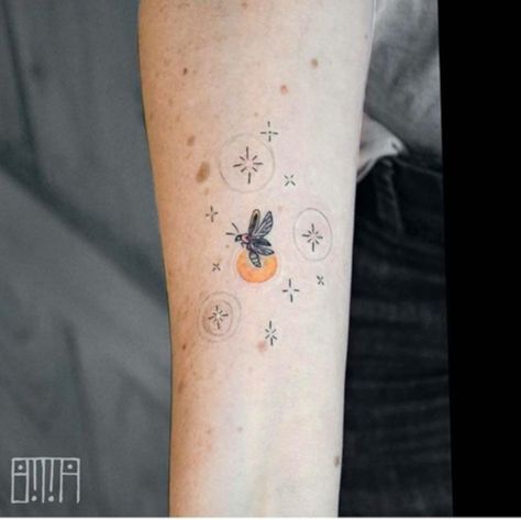 Firefly Tattoo, Night Tattoo, Flying Tattoo, Bug Tattoo, Insect Tattoo, Cute Small Tattoos, Cute Tattoos For Women, 1 Tattoo, Henna Tattoo Designs