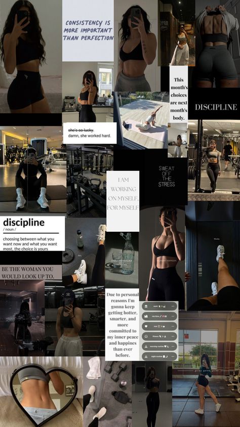 Workout,eat well,be active,work hard Motivation Collage, Gym Body Goals, Inspiration Collage, Gym Motivation Wallpaper, Collage Wallpapers, Fitness Vision Board, Goals Quotes, Vision Board Goals, Best Life Advice