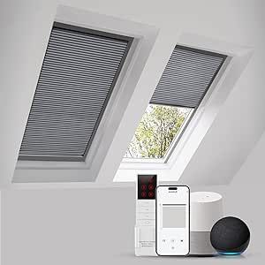 ZSTARR Motorized Skylight Shades,Cellular Honeycomb Electric Blinds with Solar Panel Cordless Rechargeable Shades with Remote for Roof Inclined Plane Room Custom Size(Black Out Deep Grey) Plane Room, Skylight Shade, Inclined Plane, Electric Blinds, Cellular Shades, Deep Gray, Solar Panel, Solar Panels, Honeycomb