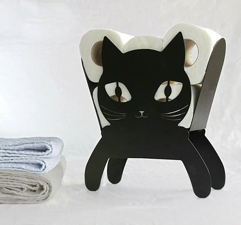 Metal Bathroom, Black Toilet, Toilet Paper Roll Holder, Cat Toilet, Toilet Paper Storage, Paper Storage, Cat Crafts, Roll Holder, Toilet Roll Holder