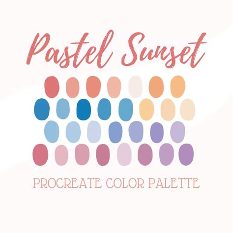 Pastel Pantone Palette, Color Palettes Procreate, Color Palette Pastel, Procreate Color Palette, Ipad Essentials, Color Mixing Chart, Color Design Inspiration, Pastel Sunset, Hex Color Palette