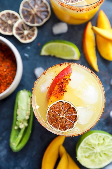 What's in Season in May Spicy Mango Margarita, Mango Jalapeno Margarita, Limeade Margarita, Strawberry Basil Margarita, Mango Margarita Recipe, Sweet Potato Nachos, Spicy Cocktail, Jalapeno Margarita, Loaded Sweet Potato