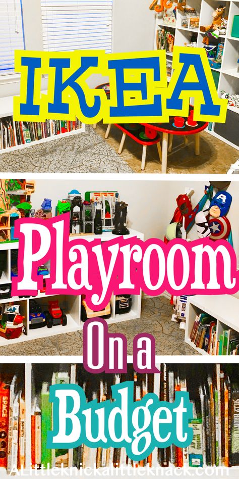 Create a perfect place for your kids to play with these IKEA playroom hacks! #organization Playroom Makeover On A Budget, Ikea Storage For Playroom, Organizing Big Toys Small Spaces, Ikea Playroom Organization, Shelves In Playroom, Ikea Playroom Storage Baby, Playroom Storage Large Toys, Playroom Hacks, Playroom For Older Kids