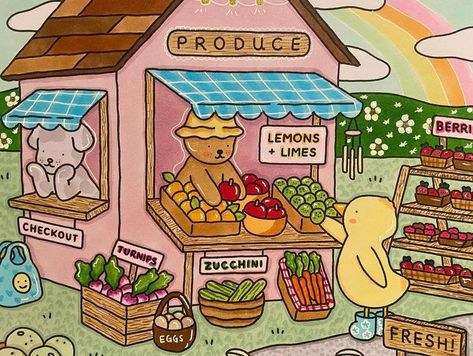 fresh produce, fresh produce!!! come n get it! 🍎🍋🍈🍓 . . #ohuhu #bobbiegoods #coloring #art #alcoholmarkers #bobbiegoodscoloring… | Instagram Bearieworld Coloring, Color Inspo Bobbie Goods, Bobbie Goods Coloring Inspiration, Ohuhu Art, Colouring Art, Bobbie Goods, Whimsical Art Journal, Color Me Mine, Coloring Art