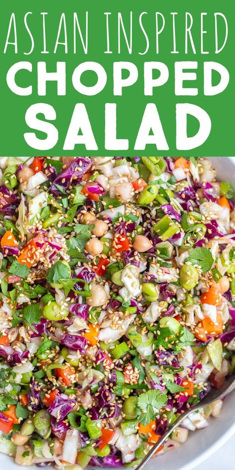 Asian Salad Vegetarian, Meal Prep With Cabbage, Asian Cabbage Salad Recipes, Chopped Cabbage Salad, Cabbage Chopped Salad, Chic Pea Salad, Chopped Vegetable Salad, Asian Cabbage Salad, Meal Prep Lunches