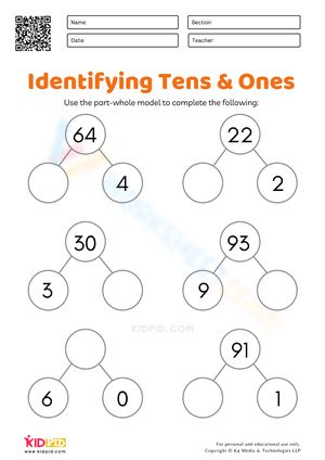 This worksheet consists of exercises based on the part-whole model for identifying tens and ones. It is an introduction to place value systems in mathematics. With the help of these worksheets, children would learn to identify digits in place values of ones and tens. #Grade-1 #Grade-2 English Conversation For Kids, English Conversation, Tens And Ones, Place Value, Place Values, Grade 2, 3 In One, Grade 1, The Help