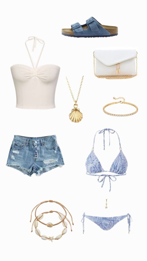 summer outfit, beach outfit, gold jewellery, coastal granddaughter outfit, gold tennis bracelet, jean denim shorts, white halter neck top Halter Top Outfit, Halter Tops Outfit, Summer Outfit Beach, Beach Instagram Pictures, Gold Tennis Bracelet, Coastal Granddaughter, Summer Beach Outfit, Halter Neck Top, Shorts White