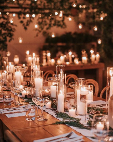 Garden Wedding Candles, Romantic Wedding Reception Decor, Candle Lit Centerpieces Wedding Ideas, Wedding Tablescapes Candles, Candle Only Centerpieces, Wedding Venues Indoor Receptions, Wedding Esthetics, Classic Wedding Reception Decor, Candles Wedding Table