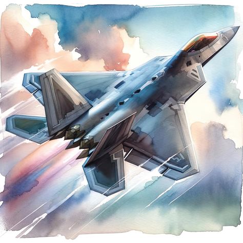 🎨✈️ Discover the Majestic F-22 Raptor Like Never Before! ✈️🎨 Unleash the beauty of air superiority with our exclusive F-22 Raptor Watercolor Portrait, now available as a high-quality digital download. Immerse yourself in the unparalleled detail and vibrant colors of this masterpiece, meticulously designed to bring the prowess of the F-22 Raptor to life right before your eyes. Why Our F-22 Raptor Portrait? 🖌️ Artistic Brilliance: Each stroke captures the essence of the Raptor's sleek design... F22 Raptor Drawing, Ace Combat, F 22 Raptor, F22 Raptor, Aircraft Painting, Lockheed Martin, Watercolor Portrait, Military Personnel, Mini Canvas Art