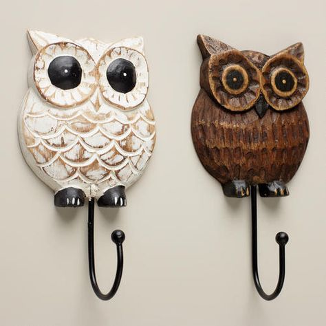 One of my favorite discoveries at WorldMarket.com: Wood Owl Hooks, Set of 2 Owl Bathroom Decor, Owl Room Decor, Owl Kitchen Decor, Owl Bathroom, Owl Room, Owl Kitchen, Owl Home Decor, Hanging Items, Owl Nursery