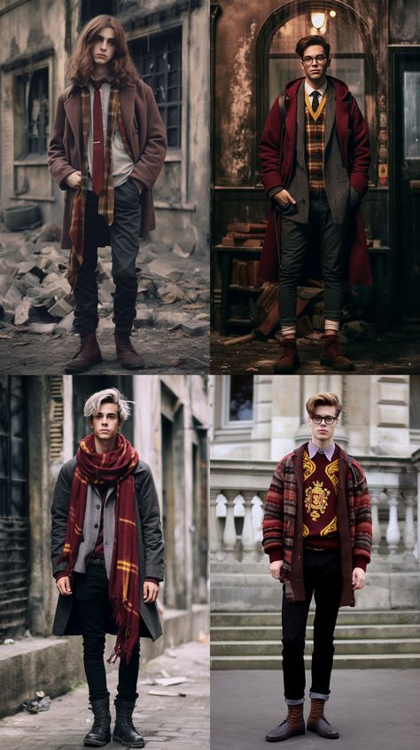 Urban Wizard, Gryffindor Inspired Outfits, Hp Houses, Hp Fanart, Character Studies, Gryffindor House, Hogwarts Outfits, Teacher Fits, Hogwarts Christmas