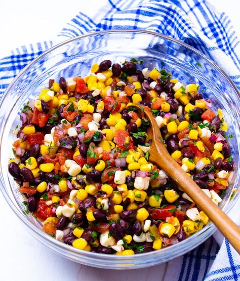 Black Bean Corn Salsa Recipe, Bean Corn Salsa, Black Bean Salsa Recipe, Bean Salsa Recipe, Black Bean Corn Salad, Corn Bean Salsa, Black Bean Salad Recipe, Black Bean Corn Salsa, Corn Dip Recipes