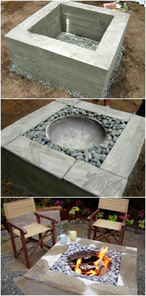 30 Brilliantly Easy DIY Fire Pits To Enhance Your Outdoors. These are great ideas on how to make beautiful firepits! Firepits are practical, fun, and make your home look great! Try making one of these diy firepits for your home this summer! #diyncrafts #diy #firepits #outdoors #homedecor #easy Diy Concrete Fire Pit, Block Fire Pit, Diy Fire Pits, Diy Fire Pit Ideas, Concrete Fire Pit, Outside Fire Pits, Fire Pit Materials, Outdoor Fire Pit Designs, Fire Pit Ring