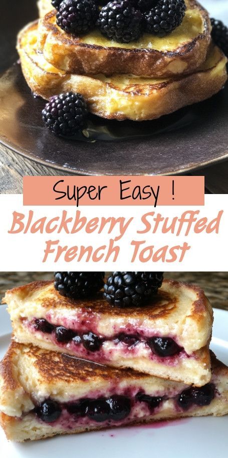 Elevate your breakfast with this scrumptious Blackberry-Stuffed French Toast, featuring thick brioche stuffed with luscious mascarpone and fresh blackberries. Perfect for brunch or special occasions, this easy recipe brings a burst of flavor and sweetness to your table. Serve it warm, drizzled with maple syrup and a dusting of powdered sugar for a delightful morning treat! French Toast Recipe Easy, Stuffed French Toast Recipe, Blackberry Compote, Easy French Toast Recipe, Brioche French Toast, Stuffed French Toast, Challah Bread, Cheese Stuffed, French Toast Recipe