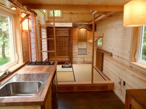 Japanese 'Meditation-style' Zen Tiny House Japanese Style Tiny House, Oregon Cottage, Japanese Tea House, Tiny House Storage, Banner Image, Chinese Fans, House Pictures, Tiny House Layout, House Cottage