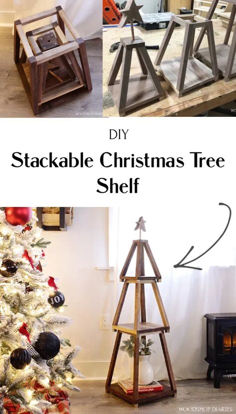 Diy Wooden Christmas Tree, Christmas Tree Shelf, Shelf Tree, Tree Shelf, Wooden Christmas Tree, Dekor Diy, Little Christmas Trees, Christmas Projects Diy, Christmas Wood Crafts