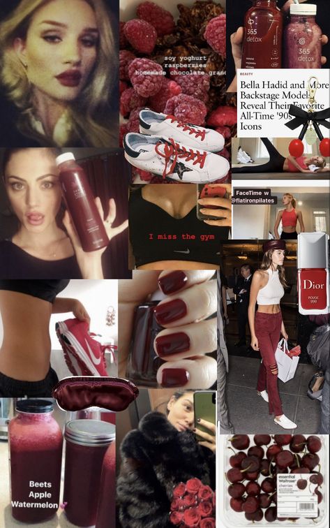 Red Smoothie Aesthetic, Red Smoothie Girl Aesthetic, Pink Workout Clothes, Green Smoothie Girl, Red Smoothie, Journal Designs, Evening Workout, Cherry Smoothie, Raspberry Vodka