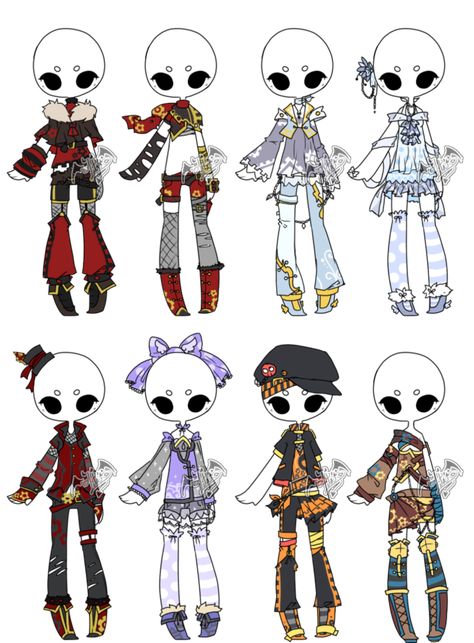 .:Adopted:. Outfit Batch 06 by DevilAdopts on DeviantArt Adoptable Base, Pelo Aesthetic, Adoptable Outfit, Drawing Anime Clothes, Anime Clothes, Fashion Design Drawings, Drawing Clothes, Drawing Base, Disney Drawings