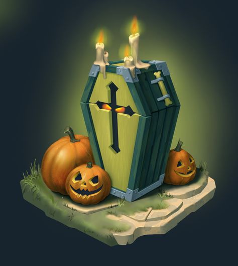 Halloween 3d Art, Halloween Concept Art, 동화 삽화, Halloween 3d, Isometric Art, Halloween Artwork, Low Poly Art, Game Concept Art, Halloween Backgrounds