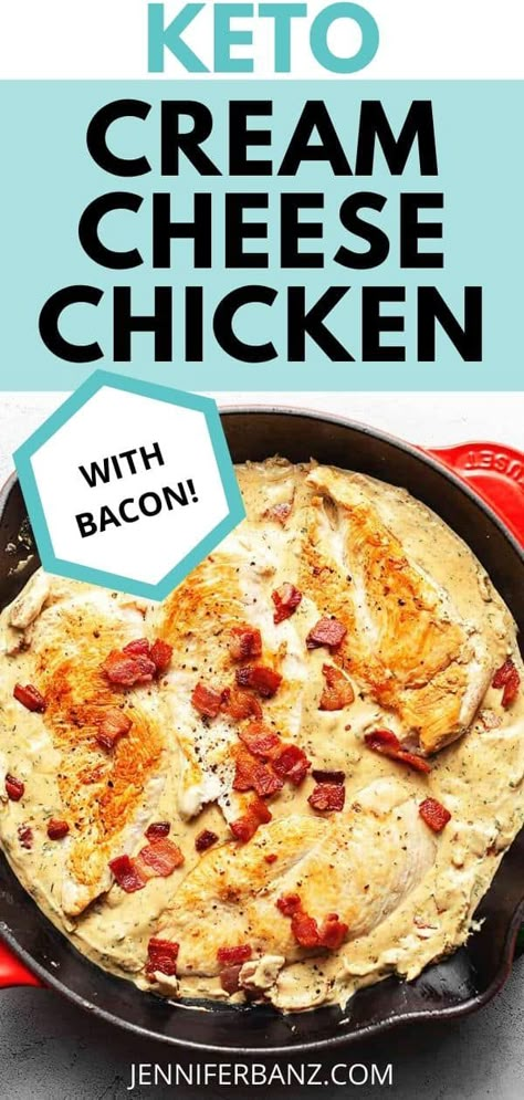 Cream Cheese Keto Recipes, Chicken With Bacon, Bacon Sauce, Cream Cheese Sauce, Chicken Teriyaki Recipe, Keto Cream, Cheese Chicken, Sweet N Sour Chicken, Cream Cheese Chicken