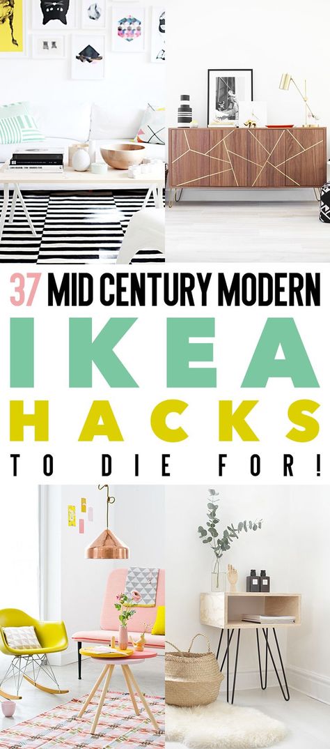 I have seen so many IKEA Hacks in the last 6 years… but I am still amazed how so many take an average piece of furniture and turn it into something unique and original.  Sometimes the transformation is complex and sometimes it is as simple as adding new hardware.  So I have collected 37 Mid … Modern Ikea Hacks, Mid Century Modern Ikea, Hackers Ikea, Ikea Desk Hack, Kura Bed, Ikea Living Room, Ikea Hack Ideas, Ikea Furniture Hacks, Mid Century Modern Living