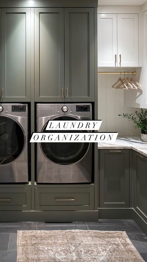 Melissa Manzardo Hryszko | Laundry room organization was key when we designed and built our client's beautiful custom home. To make this space as efficient as… | Instagram Laundry Bins, Utility Room Designs, Kid Laundry, Green Laundry, Laundry Bin, Laundry Room Layouts, Laundry Room Renovation, Phoenix Homes, Laundry Room Cabinets