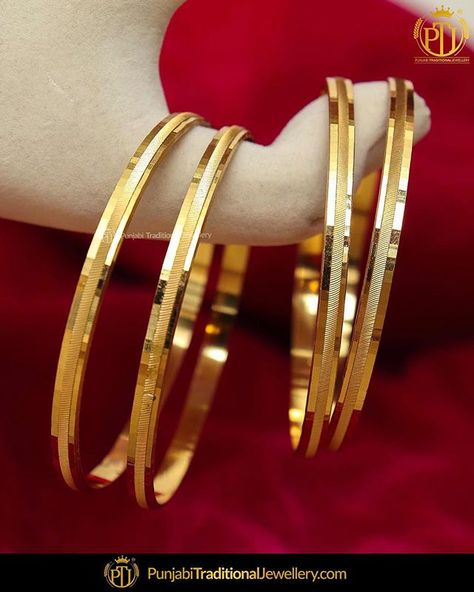 NEW IN!    featured:- Gold Finished 4pc Handmade Bangles     Shop our latest collection at our store or visit our website today to buy..  You may also DM us OR contact us at 91 9914721111 to buy.  Image copyright 2k18 Punjabi Traditional Jewellery  WORLDWIDE SHIPPING AVAILABLE  Free Shipping in India  Cash on delivery available for India  All kinds of Debit/Credit Cards or other payment methods are accepted  #punjabi #traditional #Wedding #churra #WeddingChurra #punjabichura #bridal #bridalstudi Simple Gold Bangle, Bangles Shop, Punjabi Traditional Jewellery, Plain Gold Bangles, Gold Bangles Indian, Antique Gold Jewelry Indian, Gold Bangle Set, Modern Gold Jewelry, Antique Jewellery Designs