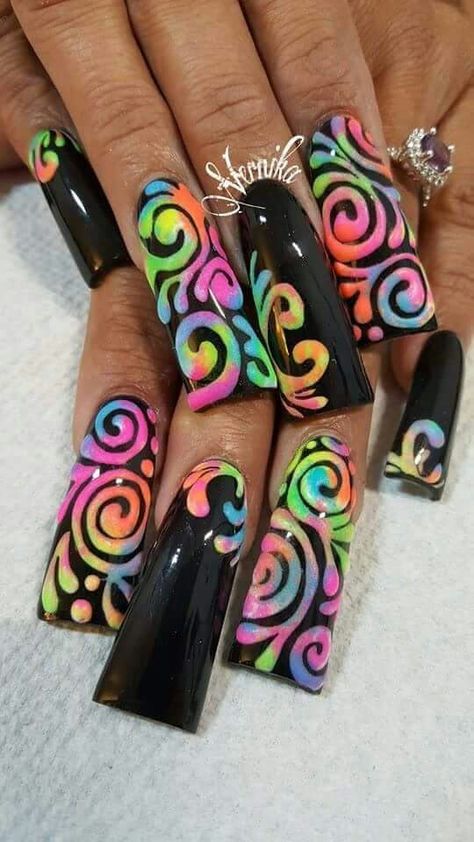 Loud Nail Designs, Loud Nails, Duck Nail, Orange Duck, Flare Nails, Artistic Nails, Fan Nails, Uñas Ideas, Anuel Aa Wallpaper