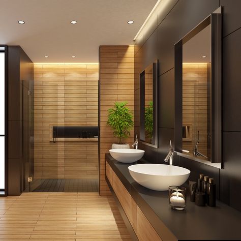 20 of The Best Bathroom Lighting Ideas for 2022 | Badeloft Open Bathroom Design Ideas, Open Concept Bathroom, Best Bathroom Lighting, Open Bathroom, Spa Lighting, Primary Bath, Urban Loft, Lighting Guide, Dream Bathroom