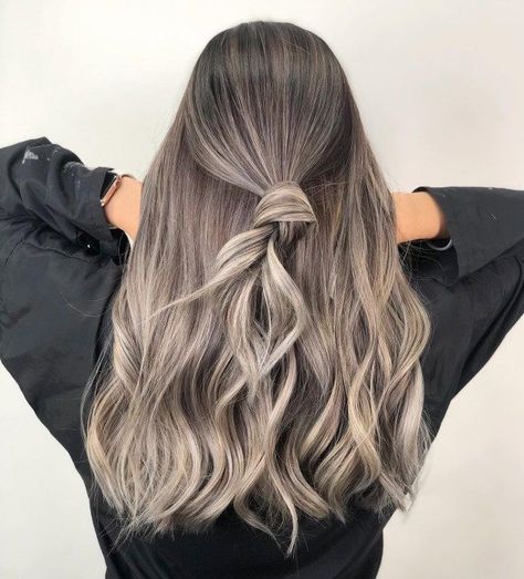 Ash Color Balayage, Light Ash Brown Hair With Dark Roots, Brown To Ash Brown Balayage, Dark Brown Base With Ash Blonde Balayage, Balayage Ash Brown Blonde, Low Maintenance Ash Blonde Balayage, Dark Brown With Ash Blonde Balayage, Ash Balayage On Light Brown Hair, Full Balayage Ash Blonde