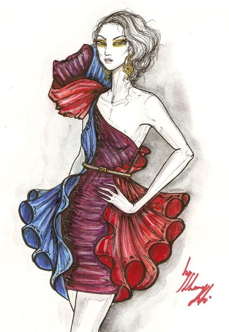 Resultant by shame5 on deviantART Ocean Fashion Design, Shamekh Bluwi, Textiles Sketchbook, Coral Fashion, Dress Illustration, Fashion Drawing Tutorial, Coral Design, Fashion Illustration Sketches Dresses, Ocean Fashion