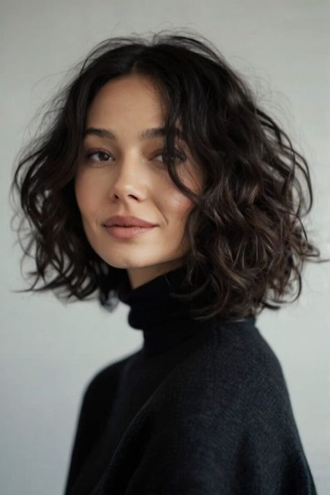 Undone Wavy Lob Bob For Naturally Wavy Hair, Long Wavy Lob Haircut, Medium Bob Wavy Hair, 2b Bob Haircut, Natural Wavy Lob Haircut, Long Bob Hairstyles Curly, Bobs Curly Hair, Naturally Wavy Lob, Wavy Lob With Bangs