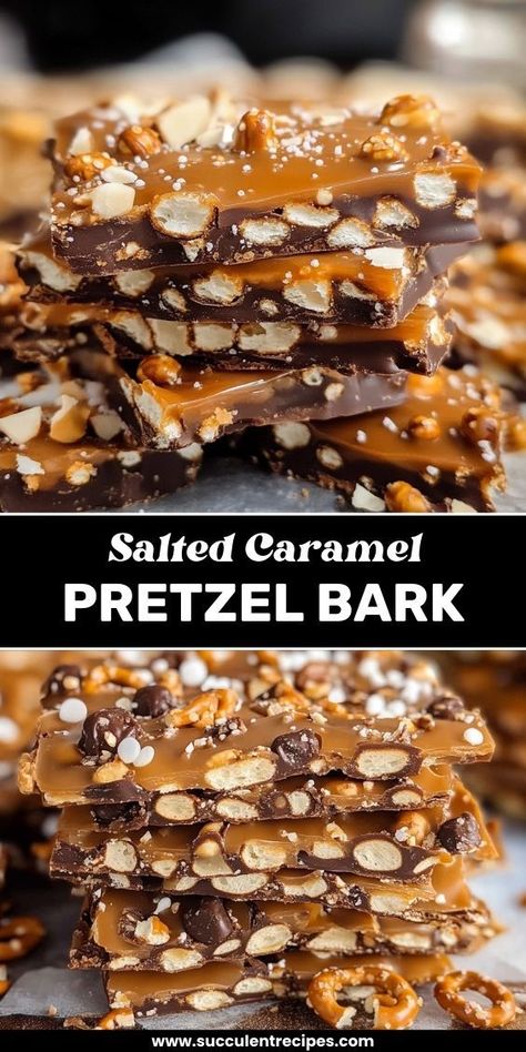 Enjoy the perfect balance of sweet and salty with this Salted Caramel Pretzel Bark! Crispy pretzels, rich caramel, and a sprinkle of sea salt create an irresistible treat. Christmas Desserts Pretzels, Salty Christmas Treats, Holiday Pretzel Treats, Christmas Sweets Easy, Pretzel Bark Recipes, Salted Caramel Pretzel Bark, Caramel Pretzel Bark, Salted Caramel Desserts, Pretzel Bark