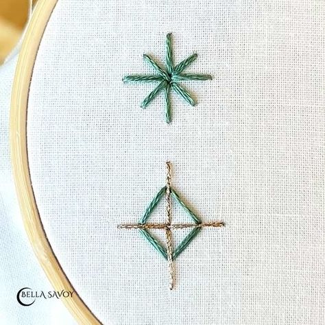 Star Stitch Embroidery Tutorial — Bella Savoy Embroider Stars, Star Stitch Embroidery, Embroidery Stitches Flowers, 5 Point Star, Long And Short Stitch, Basic Embroidery, Lazy Daisy Stitch, Stitch Drawing, Embroidery Stitch