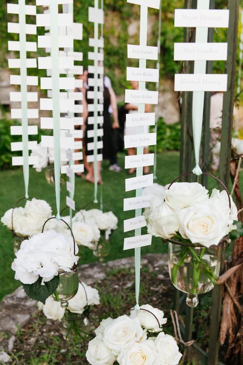 Hanging Plants Florence Italy Wedding, Creative Seating Cards, Reception Backdrop, Wedding Reception Backdrop, Divorced Parents, Bridal Table, Reception Seating, Lakeside Wedding, Seating Cards