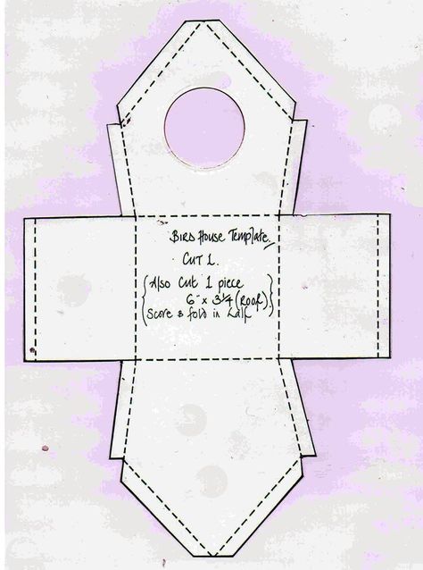 RK - bird house template Cardboard Bird House, Bird House Template, Paper Bird House, Paper House Template, Easter Paper Crafts, Bird Template, Hanging Craft Ideas, Plastic Bottle Flowers, Cardboard Box Crafts