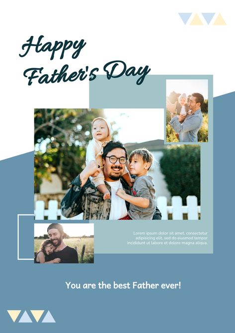 This Posters template is great starting point for your next campaign. It is professional and earn you more attention, clicks, and customers. Fathers Day Photo, Becoming A Father, Photo Poster, Poster Ideas, Poster Poster, Good Good Father, Poster Template, Photo Posters, Happy Father