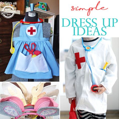 Top 20 Super Simple Dress Up Ideas Toddler Dress Up Clothes, Kids Dress Up Costumes, Diy Costumes Kids Boys, Dress Up Aprons, Toddler Dress Up, Dress Up Closet, Dress Up Ideas, Dress Up Clothes, Dress Up Boxes