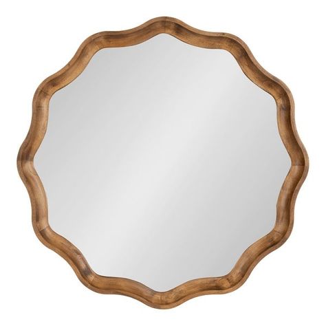 Scallop Mirror, Wooden Wall Mirror, Scalloped Mirror, Wavy Mirror, Bathroom Update, Round Mirror, Outlet Store, Round Mirrors, Bathroom Inspiration