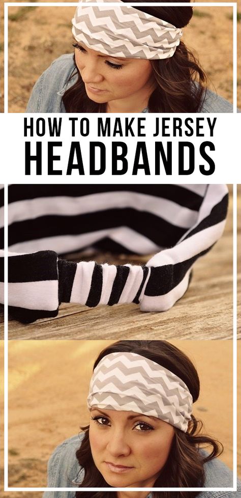 Happy Monday ya'll! I have the funnest tutorial for you today! Making your own jersey headband is so super easy. In fact, my bestie Jo whipped out about 12 of these in one afternoon! The Knit Fabric Headband, Sewing Headbands, Fabric Flower Headbands, Thick Headbands, Zigzag Stitch, Jersey Headband, Running Headbands, Making Clothes, How To Make Headbands